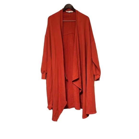 FREE PEOPLE Beach Red Eye Burnt Orange Open Cardigan Coat Jacket - Picture 4 of 7